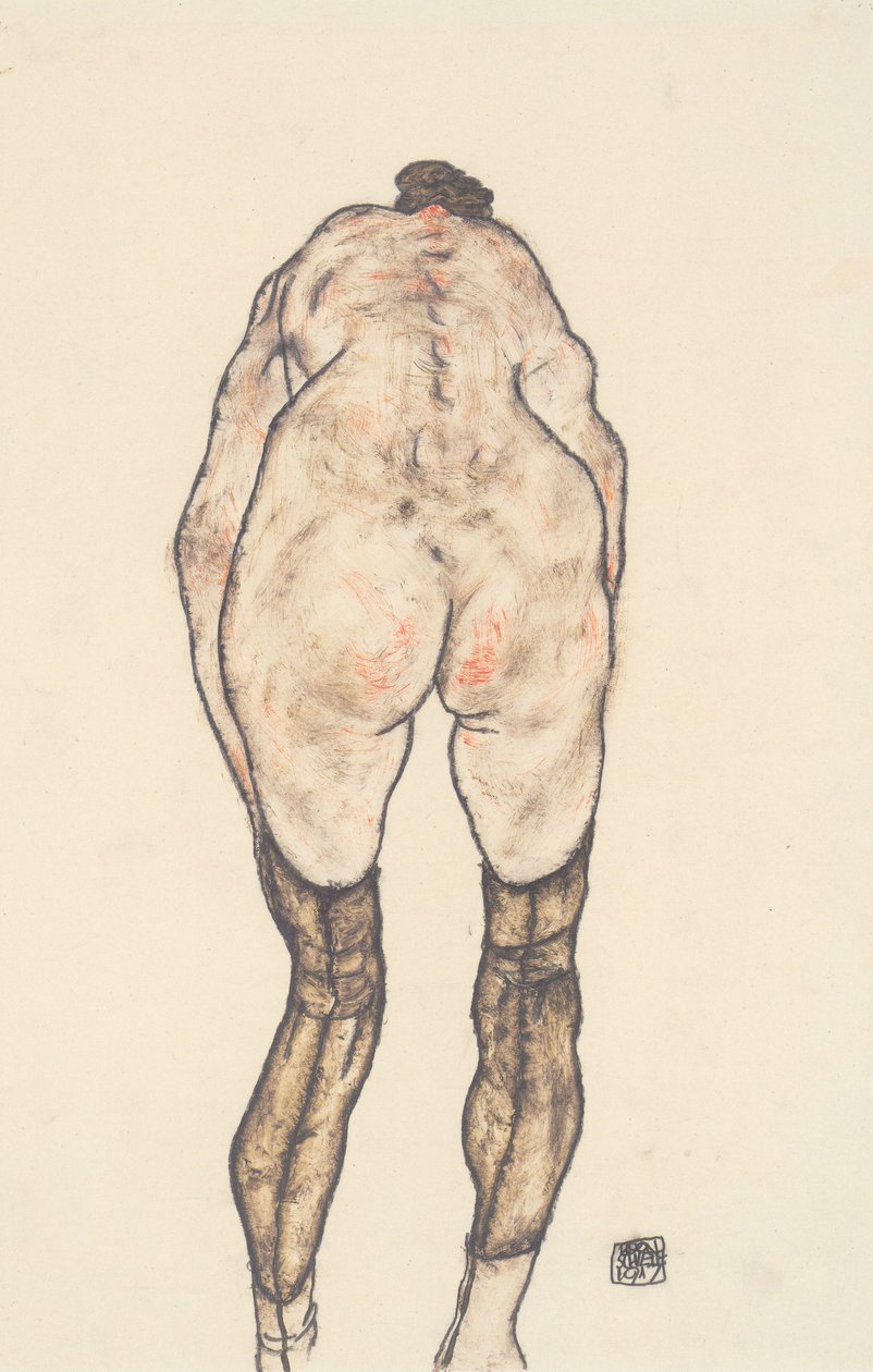 Kobieta z powrotem actn autorstwa Egon Schiele