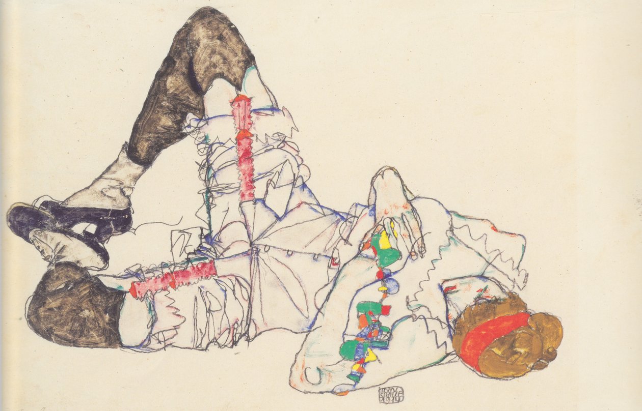 Kobieta leżąca na plecach autorstwa Egon Schiele