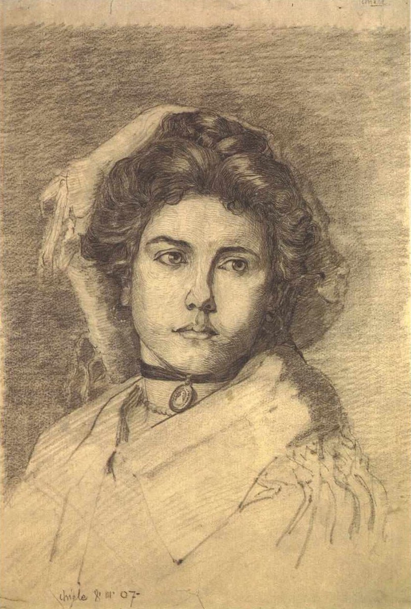 Portret damy z naszyjnikiem i medalionem autorstwa Egon Schiele