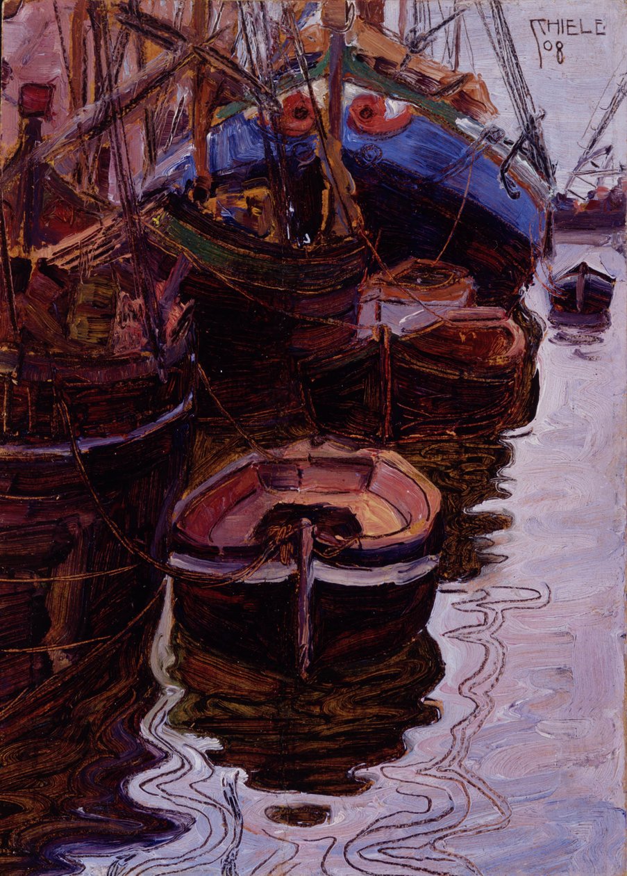 Łodzie w porcie Triest autorstwa Egon Schiele