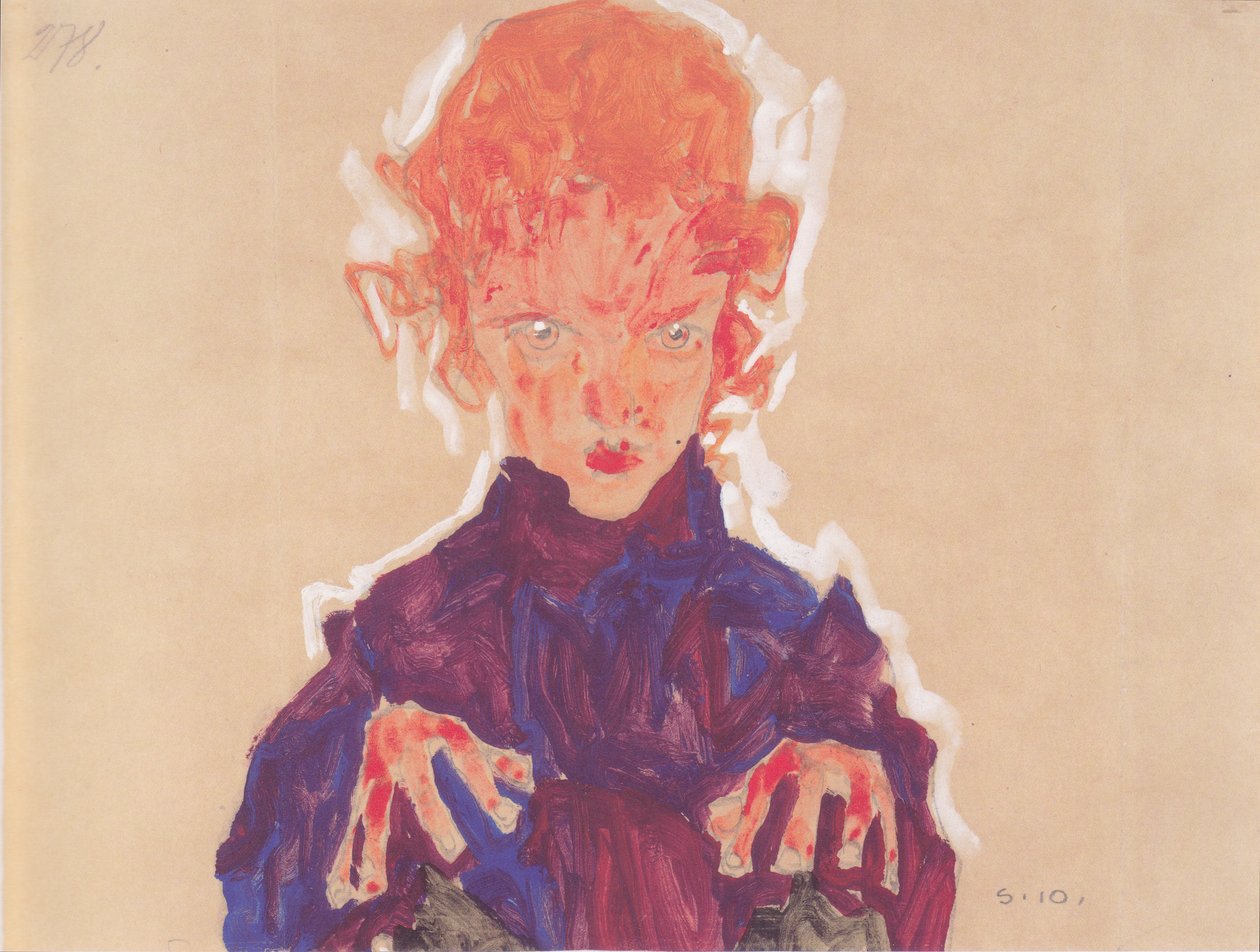 Pół portret rudowłosej dziewczyny autorstwa Egon Schiele