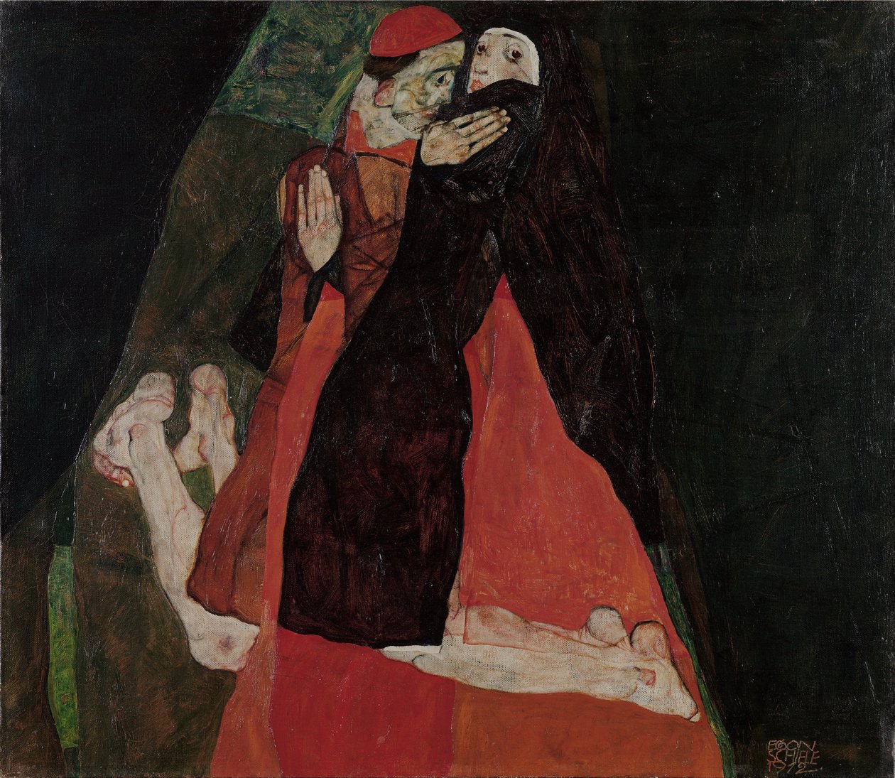 Kardynał i zakonnica (pieszczota) autorstwa Egon Schiele
