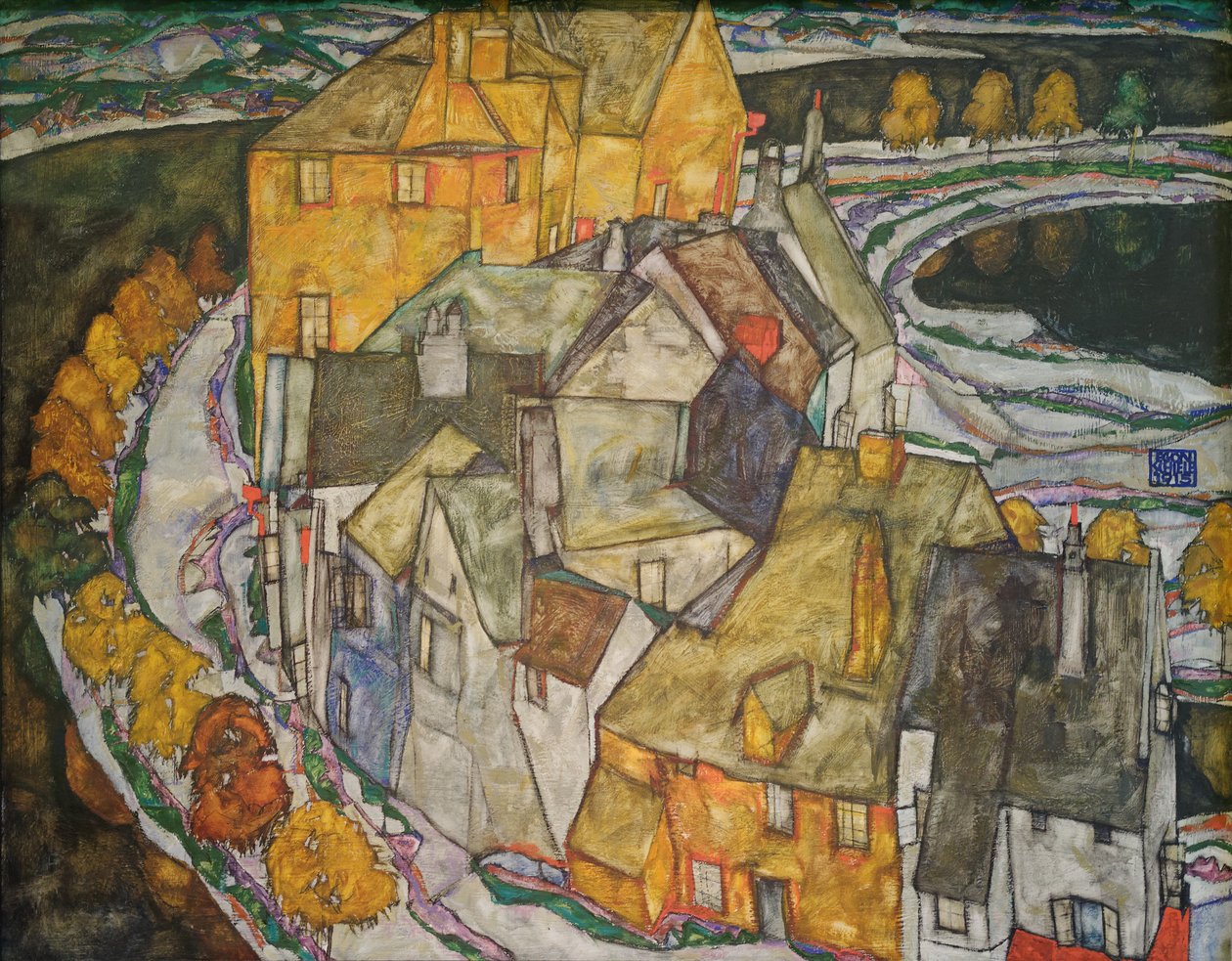 Półksiężyc domów II (miasto na wyspie) autorstwa Egon Schiele