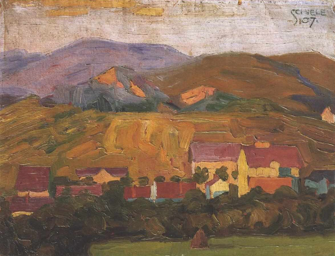 Wioska z górami autorstwa Egon Schiele