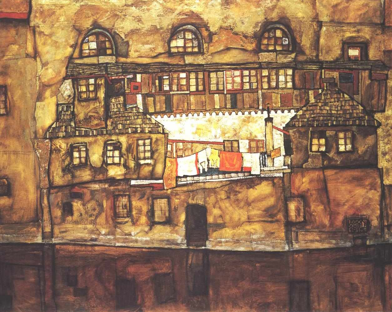 Dom nad rzeką autorstwa Egon Schiele