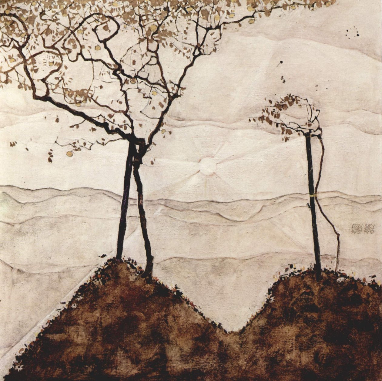 Jesienne słońce i drzewa autorstwa Egon Schiele