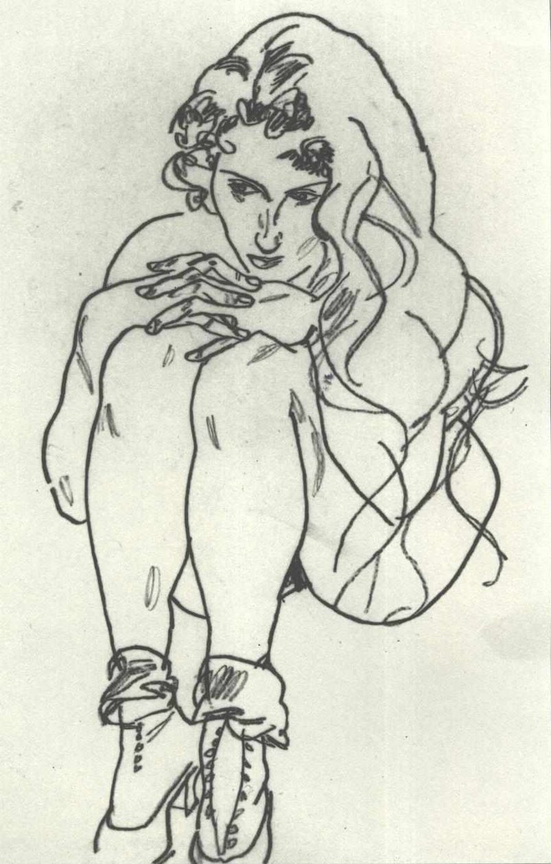 Przyczajony akt kobiecy autorstwa Egon Schiele