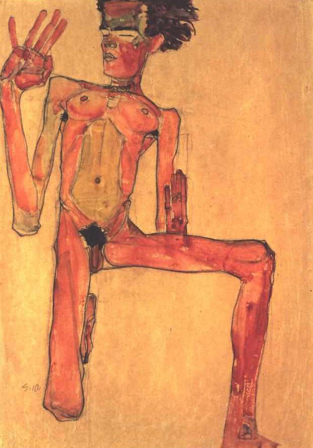 Klęcznik Selbstakt autorstwa Egon Schiele