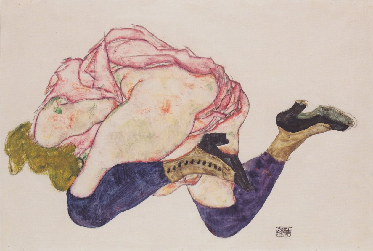 Klęcząc z pochyloną głową autorstwa Egon Schiele