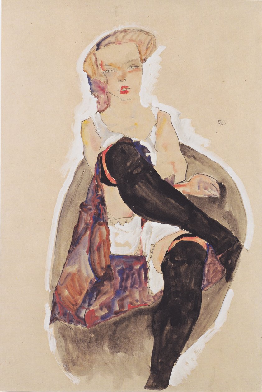 Dziewczyna ze skrzyżowanymi nogami autorstwa Egon Schiele