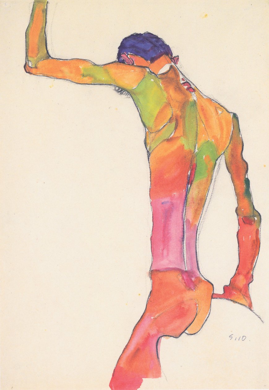 Akt męski z podniesionym ramieniem autorstwa Egon Schiele