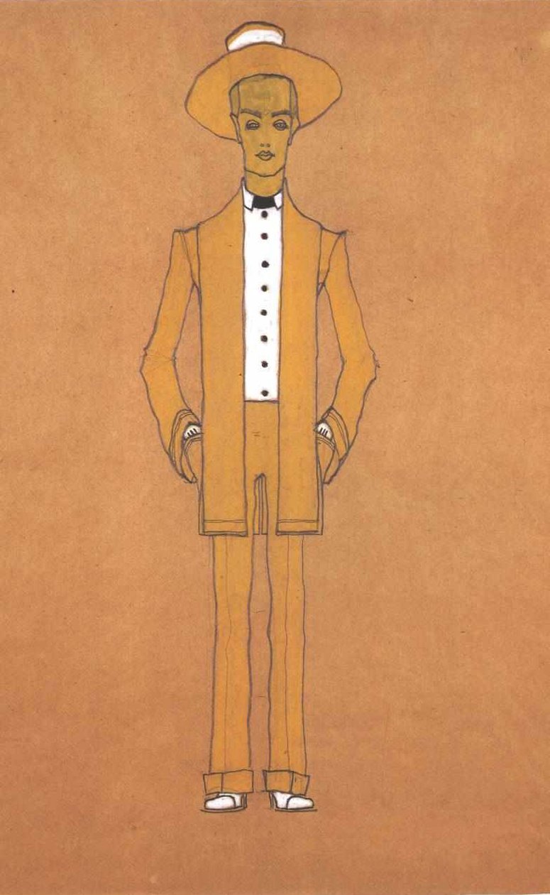 Modny żółty garnitur uliczny autorstwa Egon Schiele