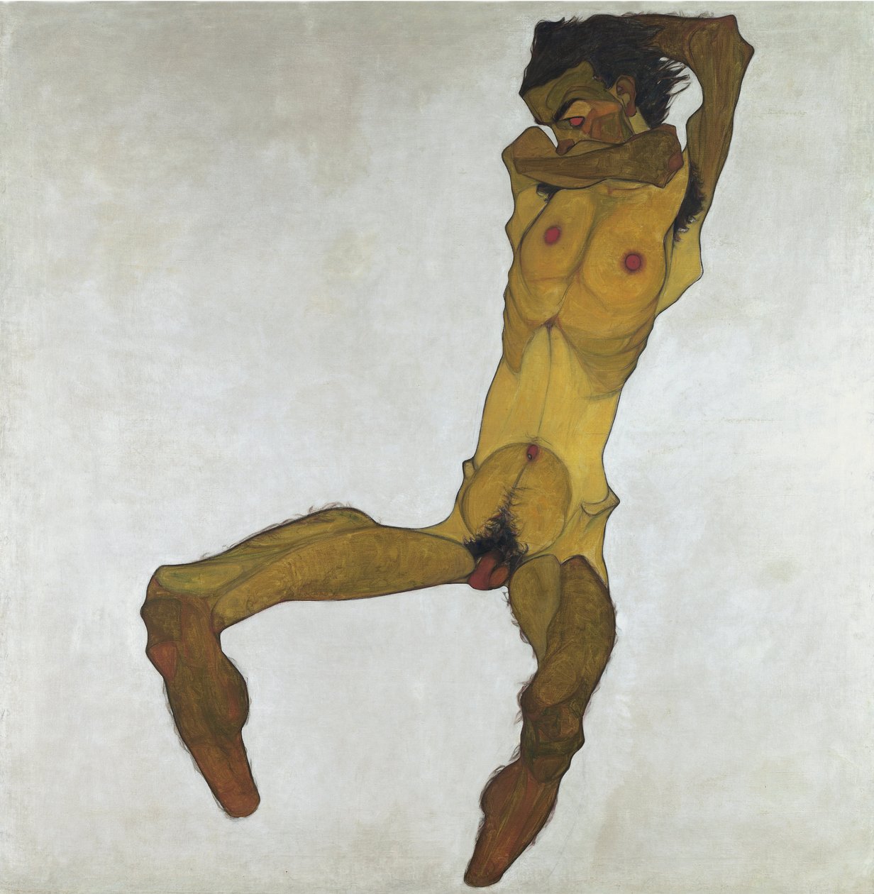 Akt męski siedzący (autoportret) autorstwa Egon Schiele