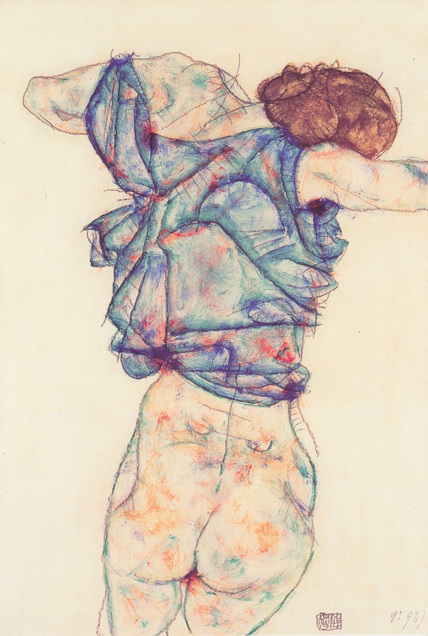 Kobieta rozbiera się autorstwa Egon Schiele