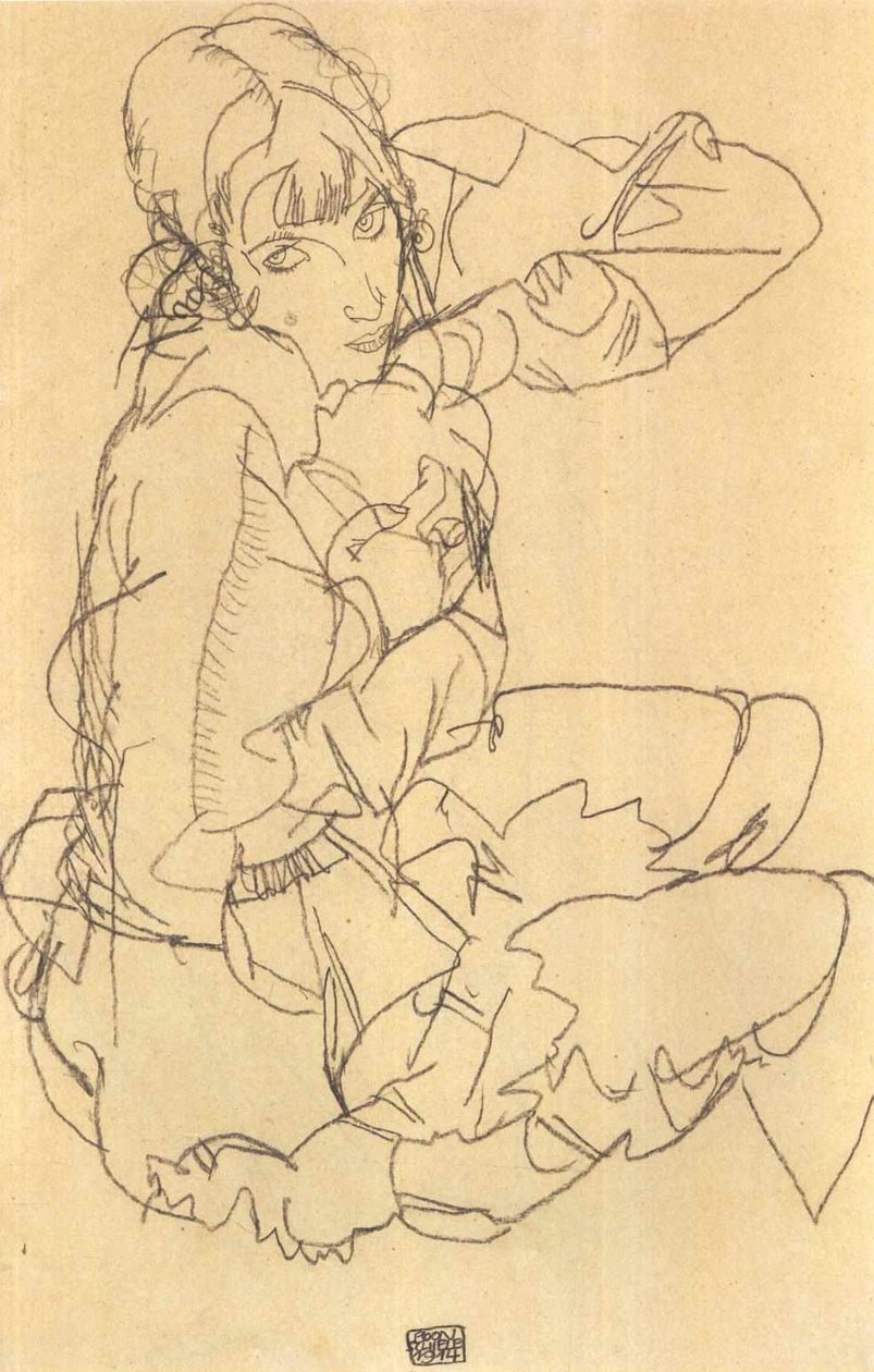 Siedząca dziewczyna autorstwa Egon Schiele