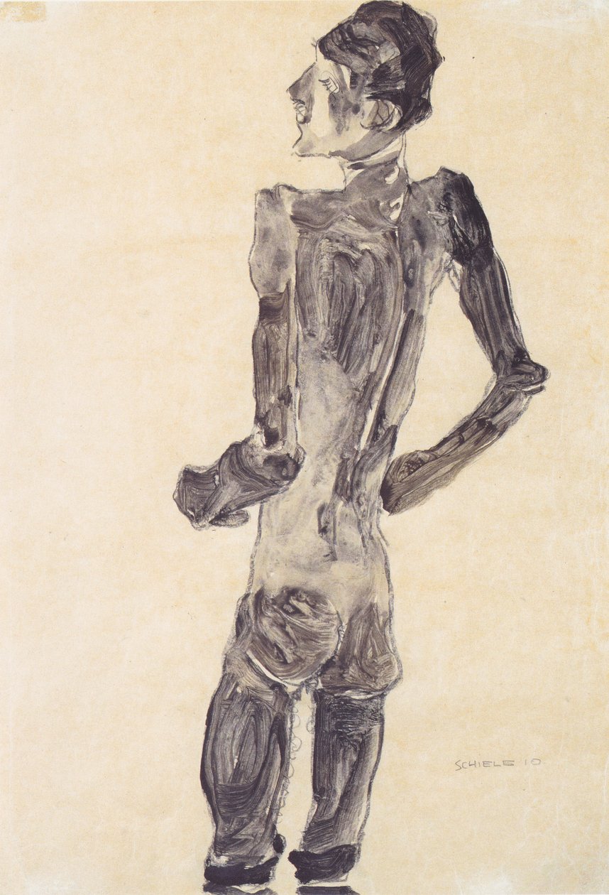 Stojący męski akt od tyłu autorstwa Egon Schiele