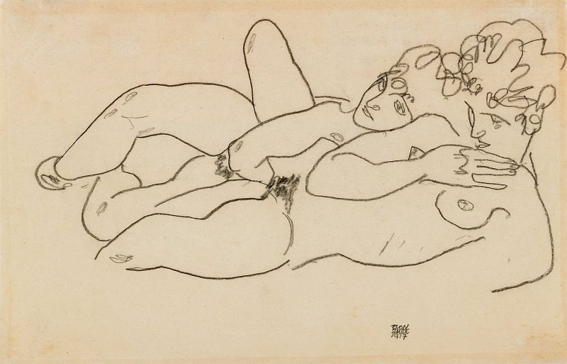 Dwa teczki leżące płasko autorstwa Egon Schiele