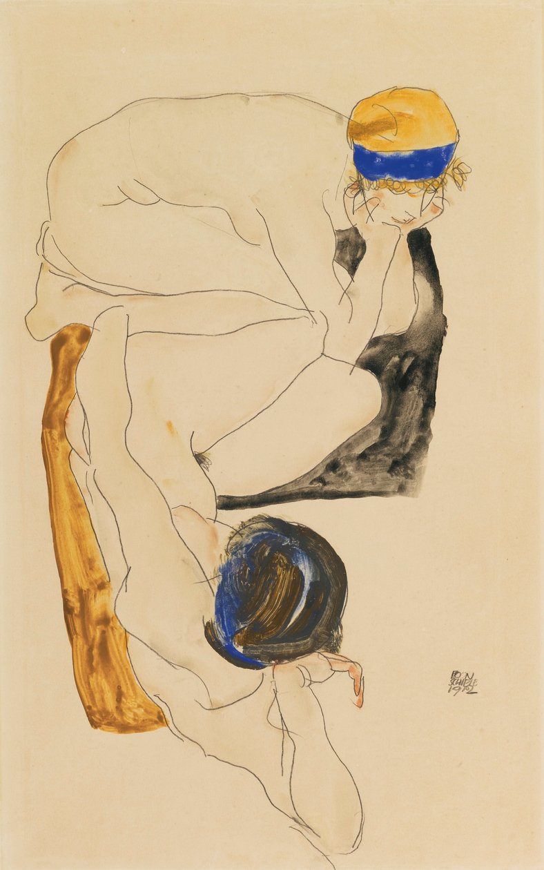 Dwie leżące postacie autorstwa Egon Schiele