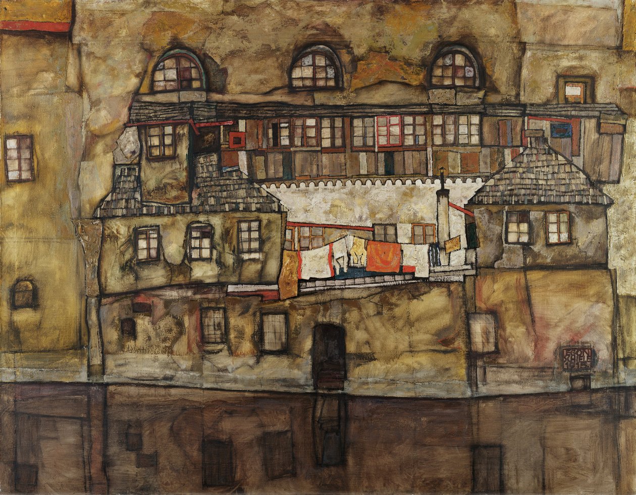 Ściana domu nad rzeką autorstwa Egon Schiele