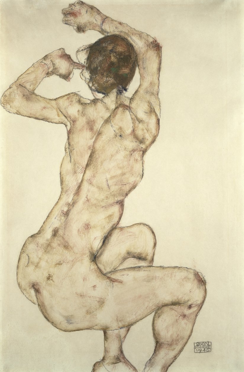 Przyczajony akt, 1915 autorstwa Egon Schiele
