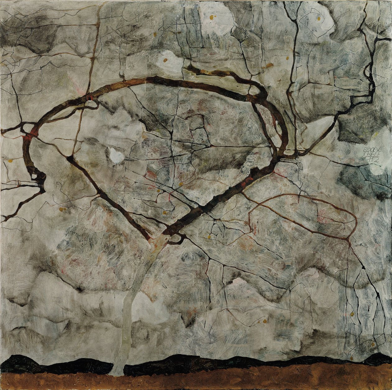 Jesienne drzewo w burzliwym powietrzu, 1912 autorstwa Egon Schiele