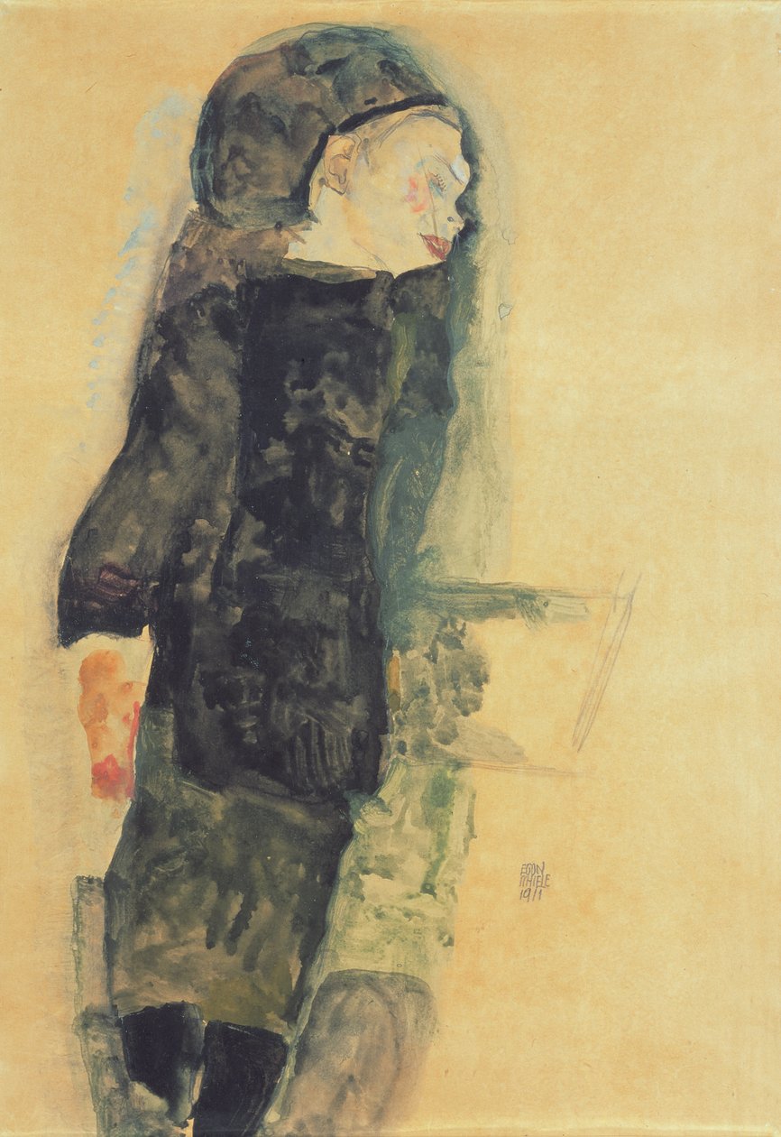 Dziecko w czarnej sukience, 1911 autorstwa Egon Schiele