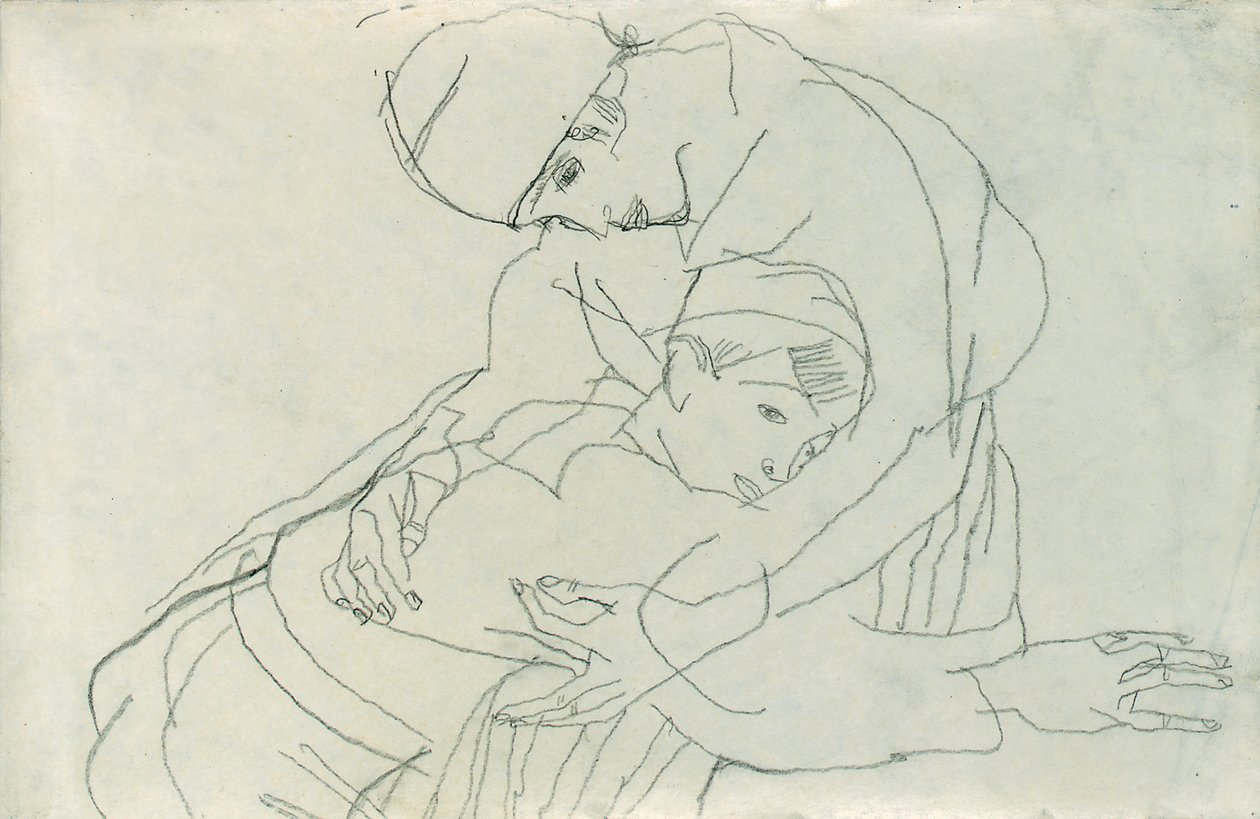 Uścisk, 1914 autorstwa Egon Schiele