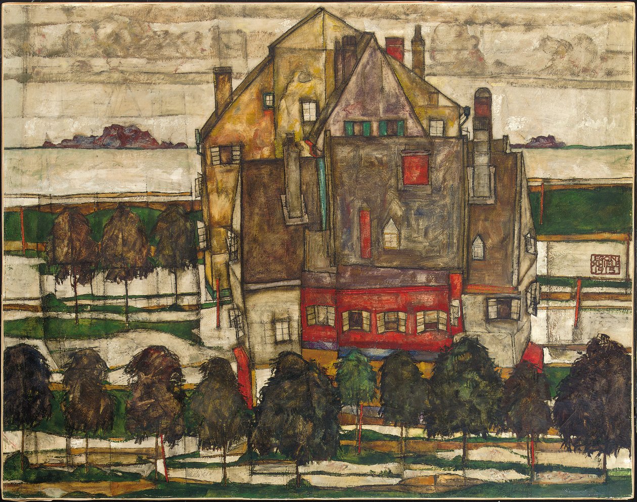 Domy indywidualne (domy z górami) autorstwa Egon Schiele