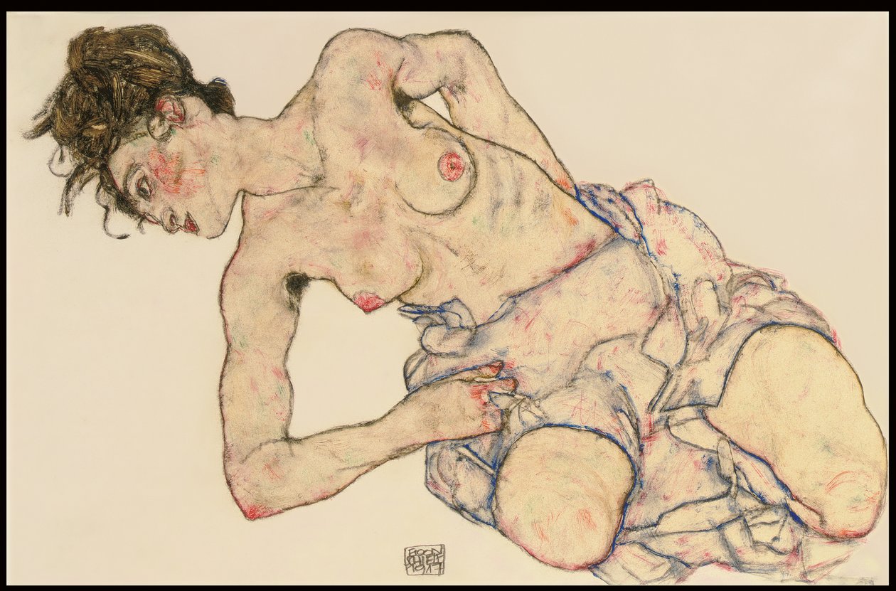 Kneider półnaga kobieta, 1917 autorstwa Egon Schiele