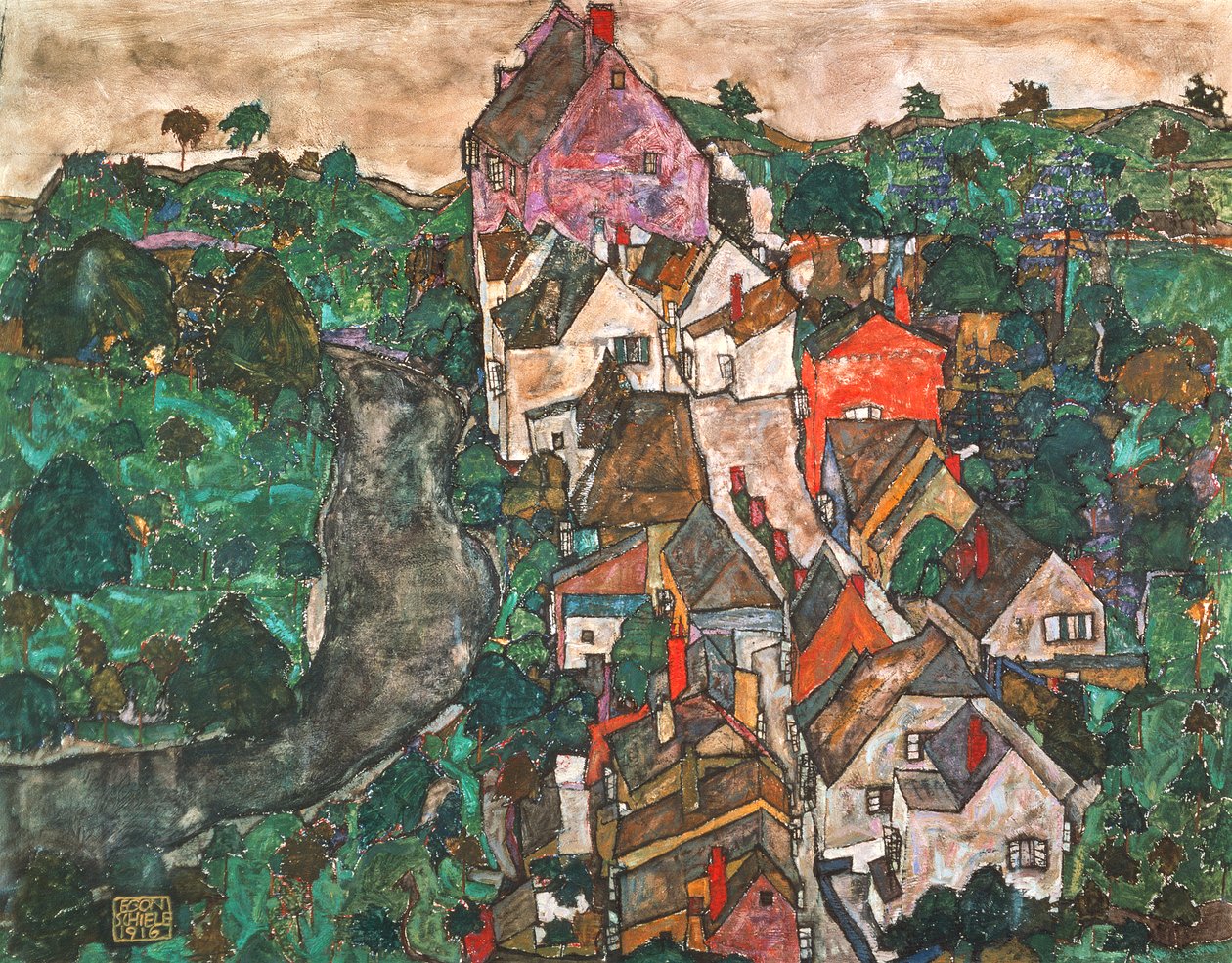 په کروماپولي کې منظره autorstwa Egon Schiele