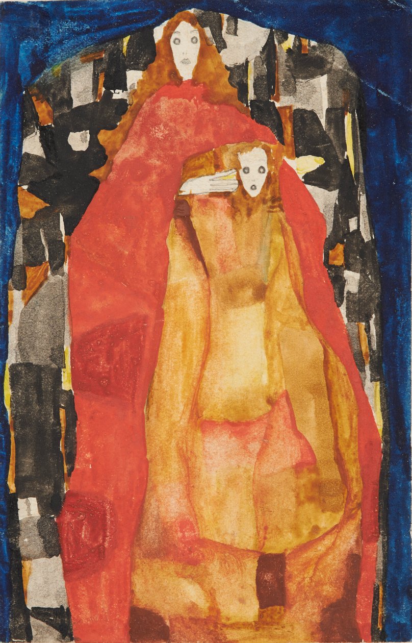 Matka z dzieckiem w czerwonym płaszczyku, 1911. autorstwa Egon Schiele
