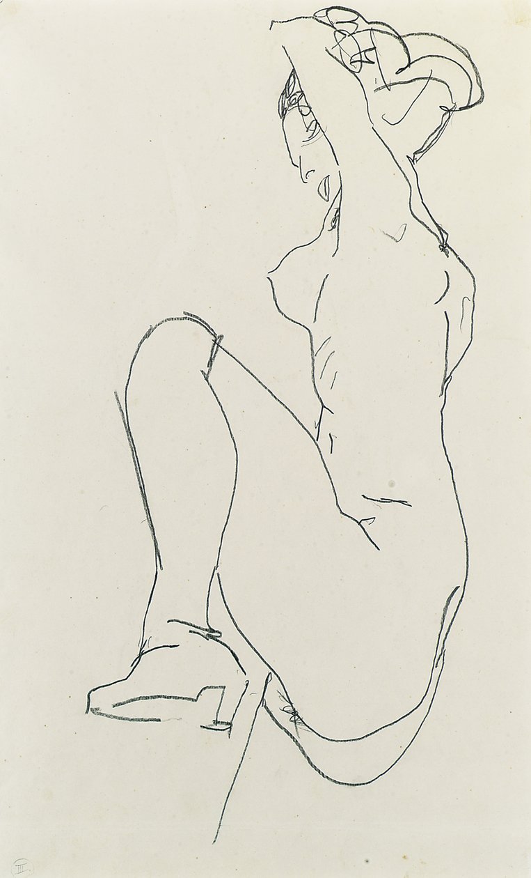 Akt kobiecy z pokłonem, 1913 autorstwa Egon Schiele