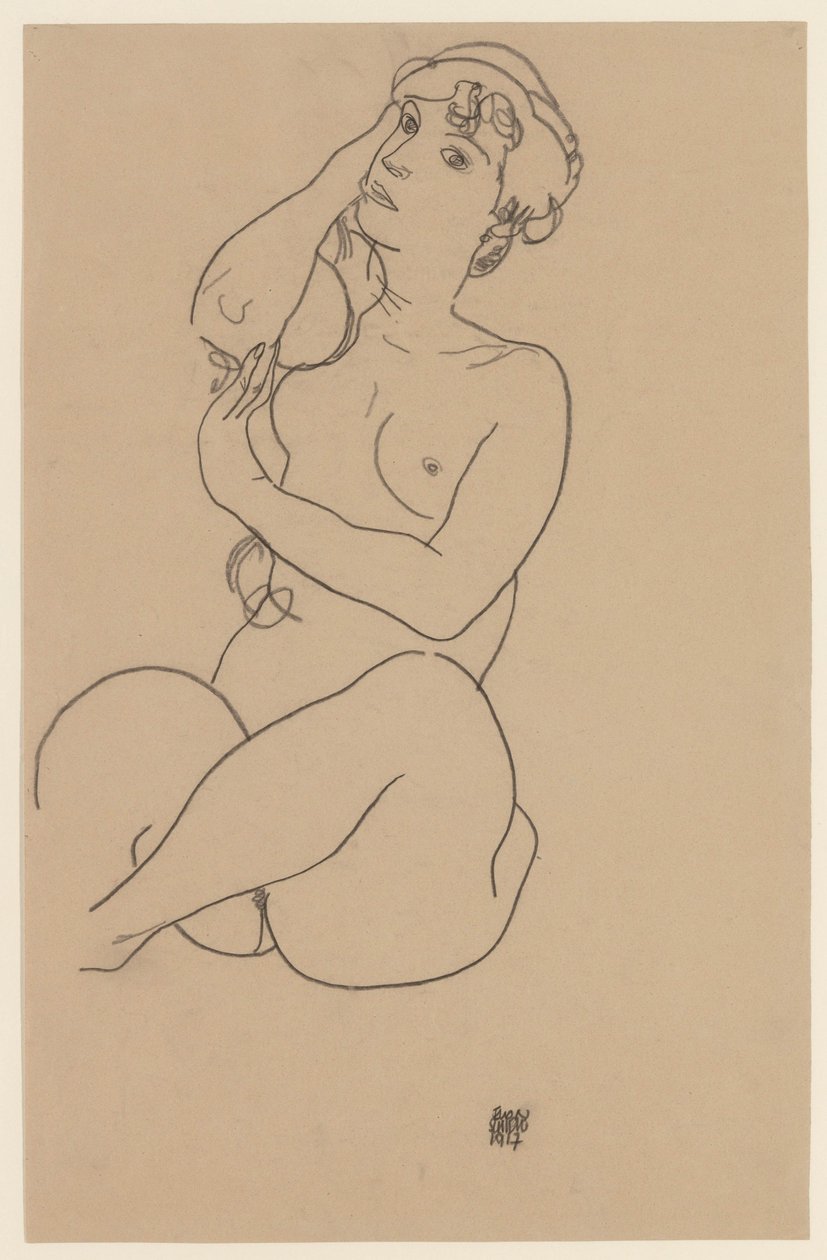 Akt leżący, 1917 autorstwa Egon Schiele