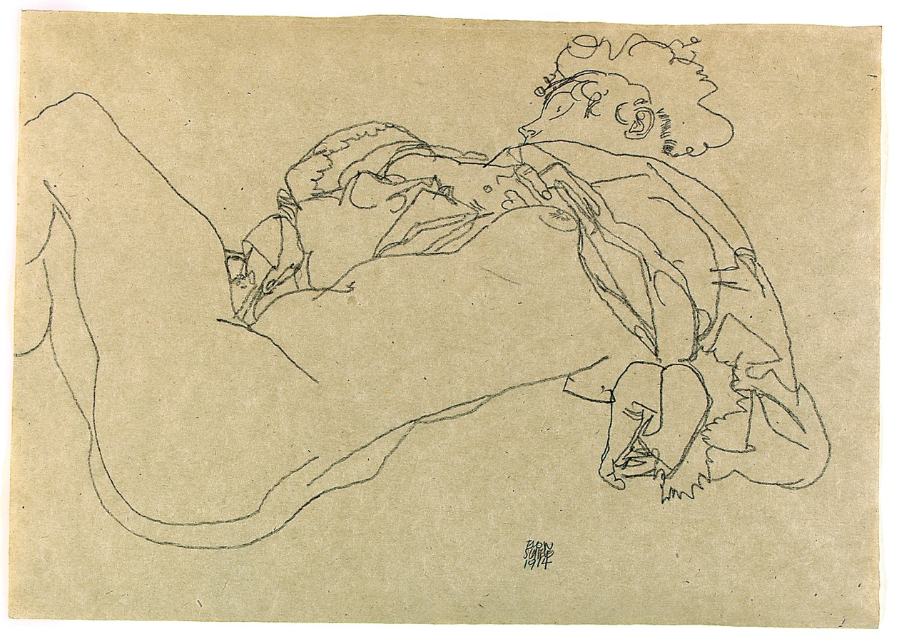Leżąca naga kobieca, 1914 autorstwa Egon Schiele