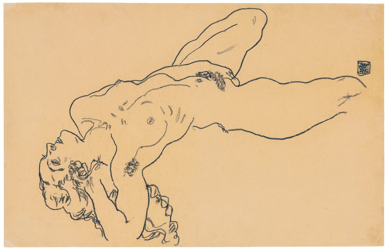 Leżąc nago, 1918 autorstwa Egon Schiele