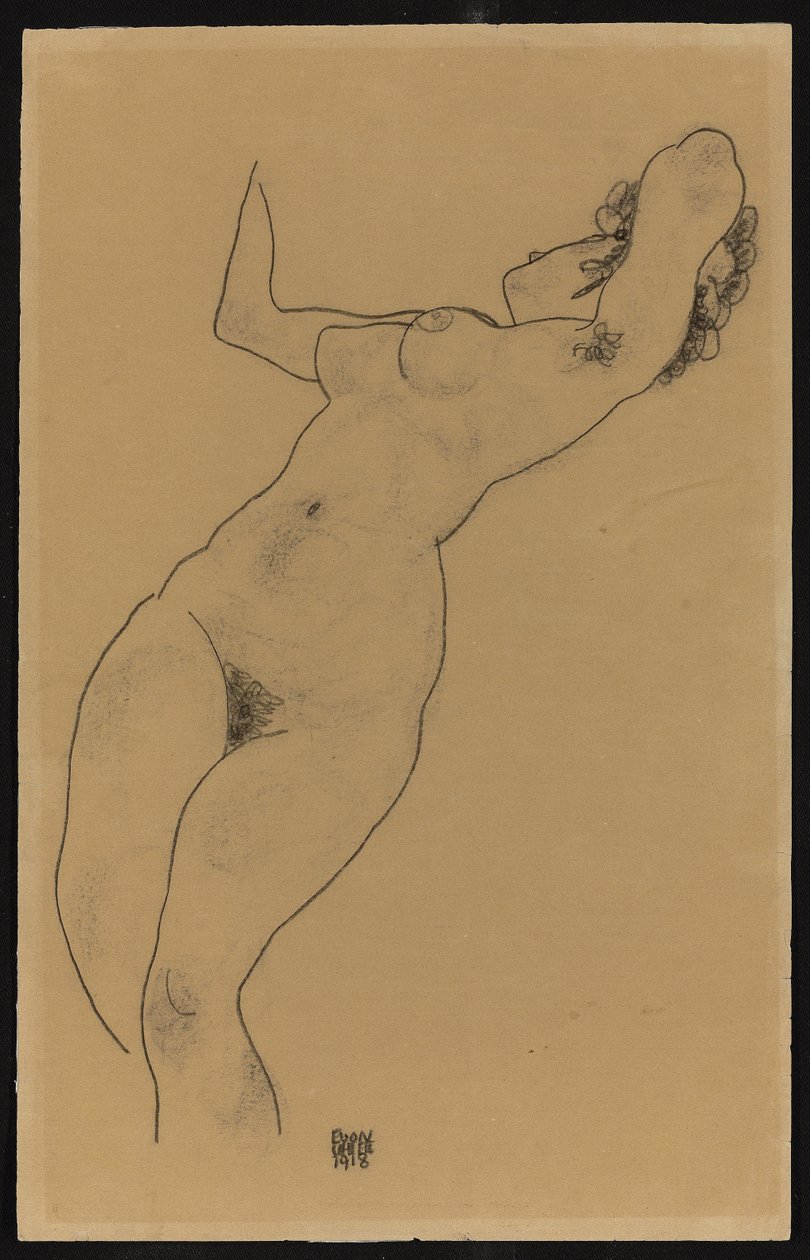 Leżąc nago, 1918 autorstwa Egon Schiele