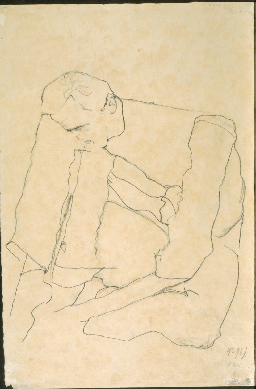 Siedzący mężczyzna (verso) autorstwa Egon Schiele