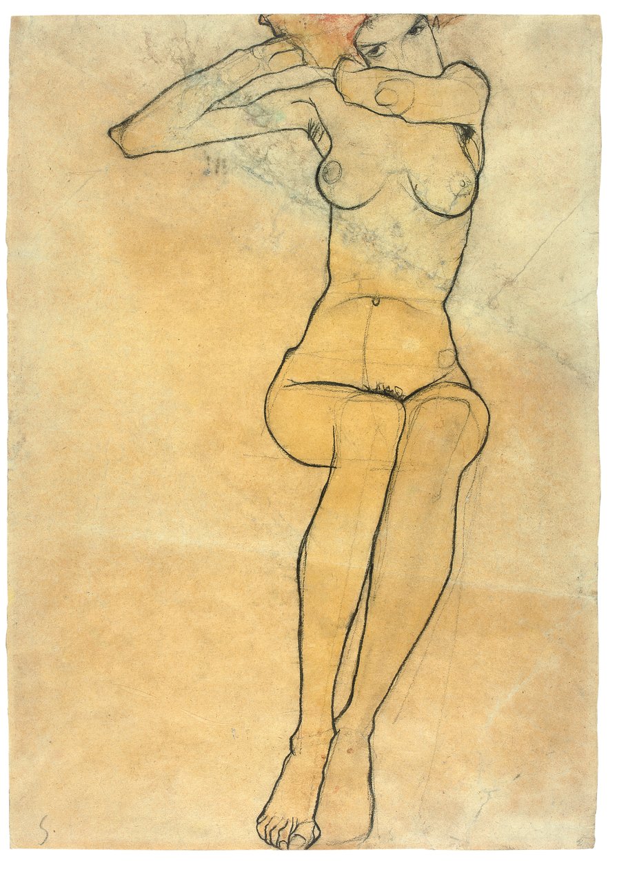 Siedzący akt, 1910 autorstwa Egon Schiele