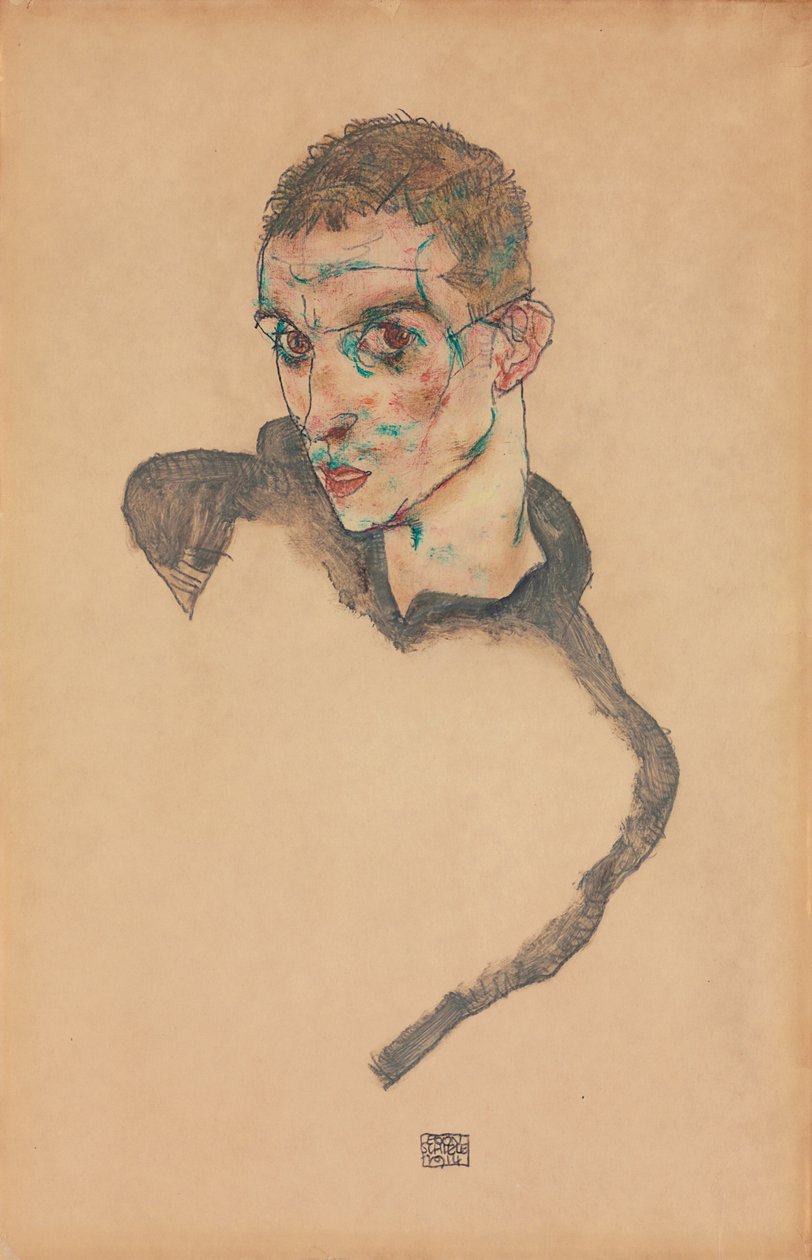 Autoportret; Samokształcenie, 1914 autorstwa Egon Schiele