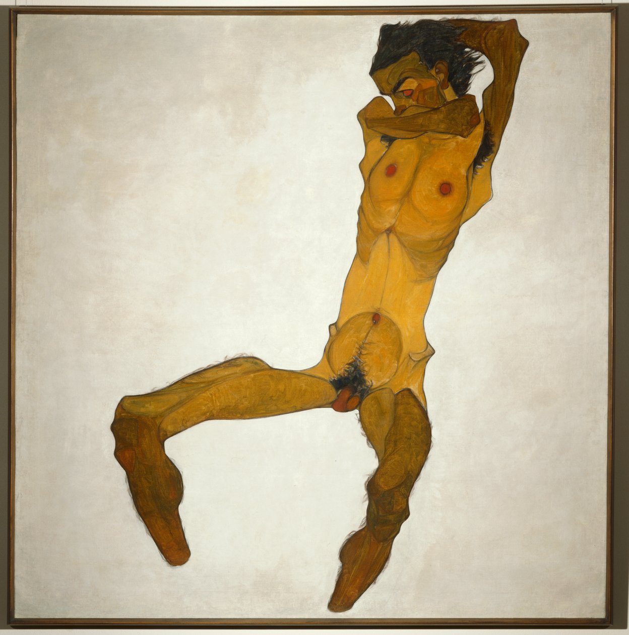 Sitzender Männerakt ... (olej i akwarela na płótnie) autorstwa Egon Schiele
