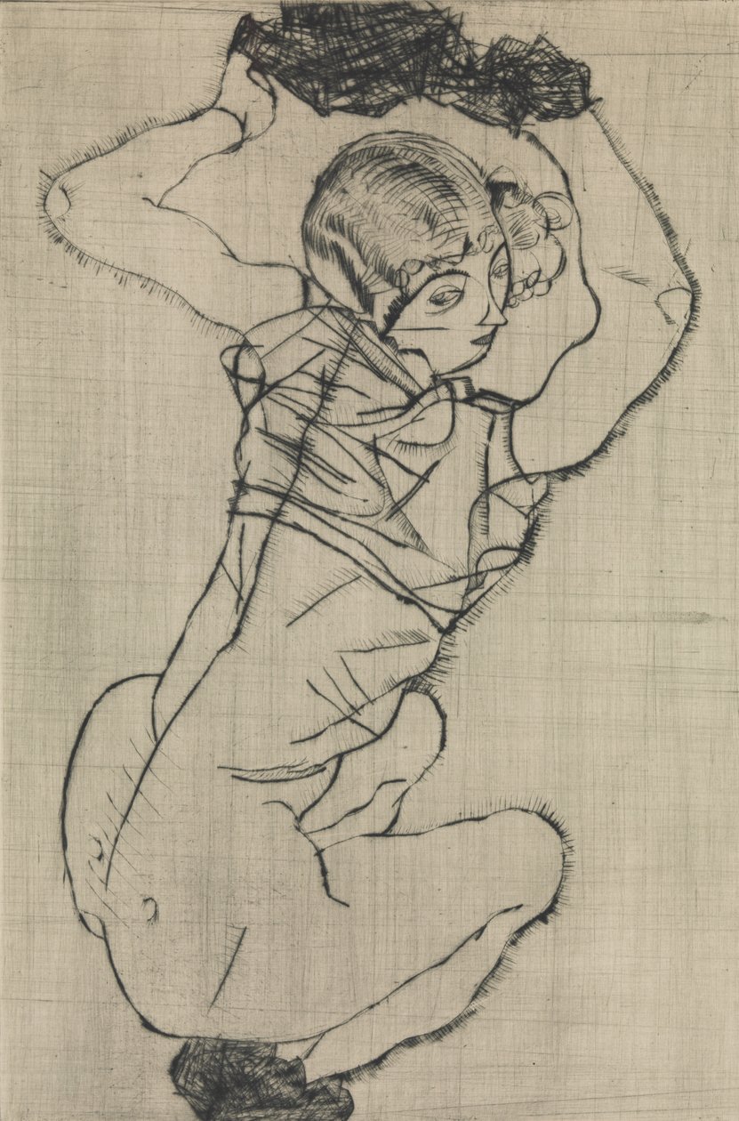 Kucająca kobieta, 1914. autorstwa Egon Schiele