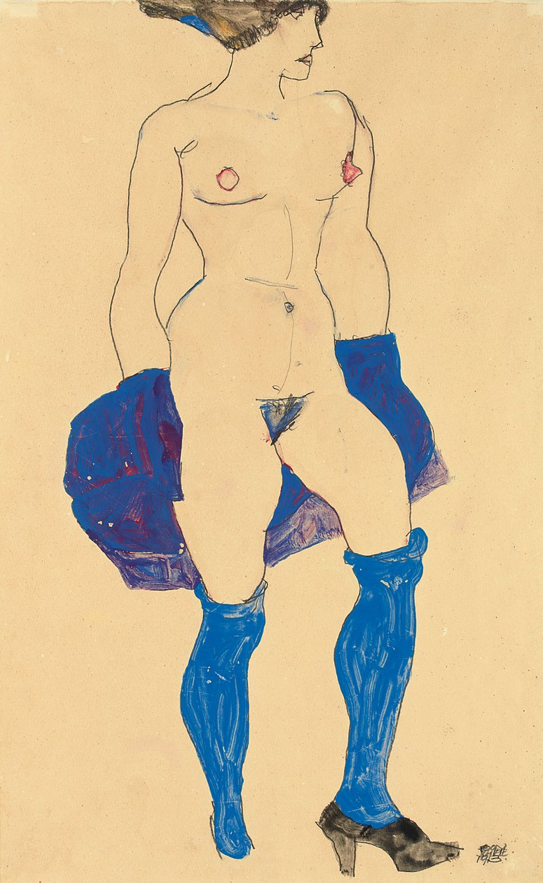 Stojąca kobieta w butach i pończochach, 1913 autorstwa Egon Schiele