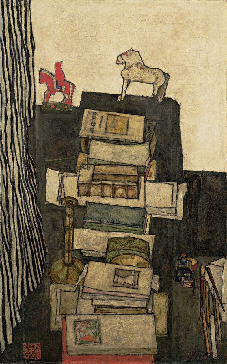 Martwa natura z książkami Biurko Schielesa, 1914 autorstwa Egon Schiele