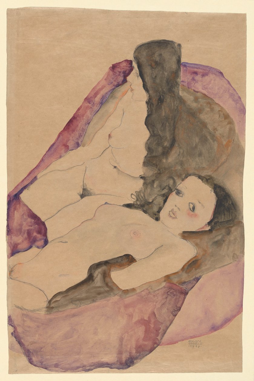 Dwa leżące akty autorstwa Egon Schiele