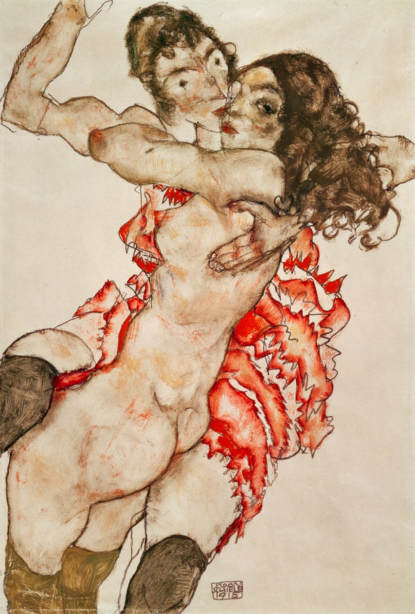 Dwie kobiety w objęciach autorstwa Egon Schiele