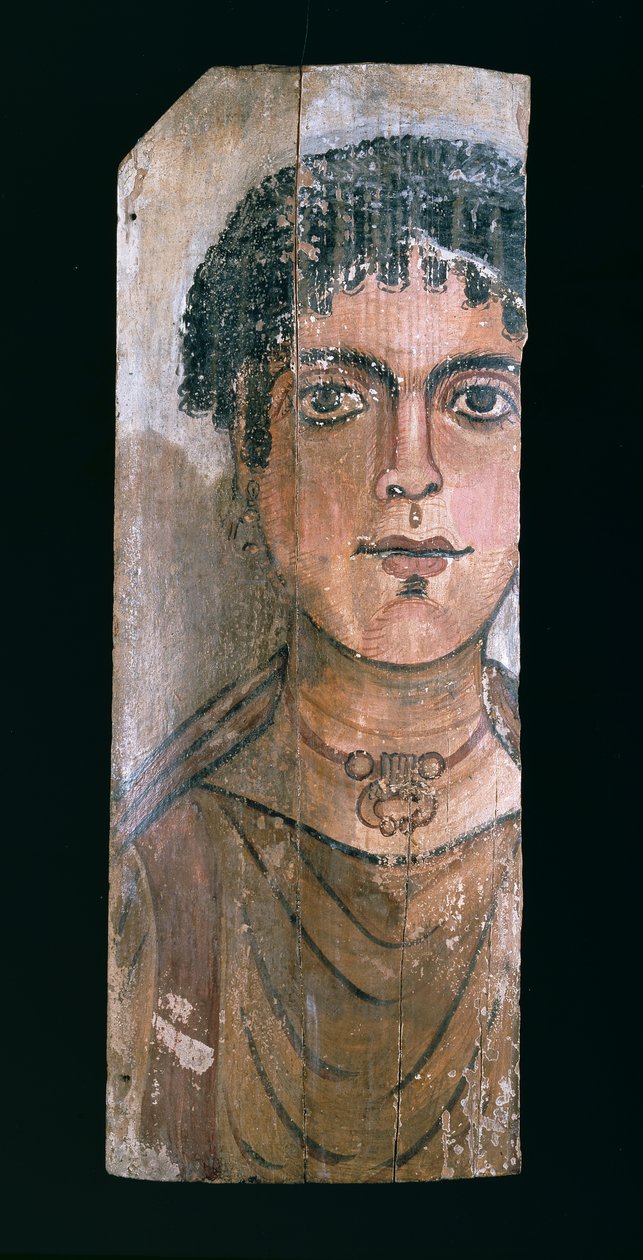 Dwustronny portret mumii młodej kobiety z er-Rubayat w Fajum (farba enkaustyczna na drewnie) (verso) (odbyt. patrz 104484) autorstwa Egyptian