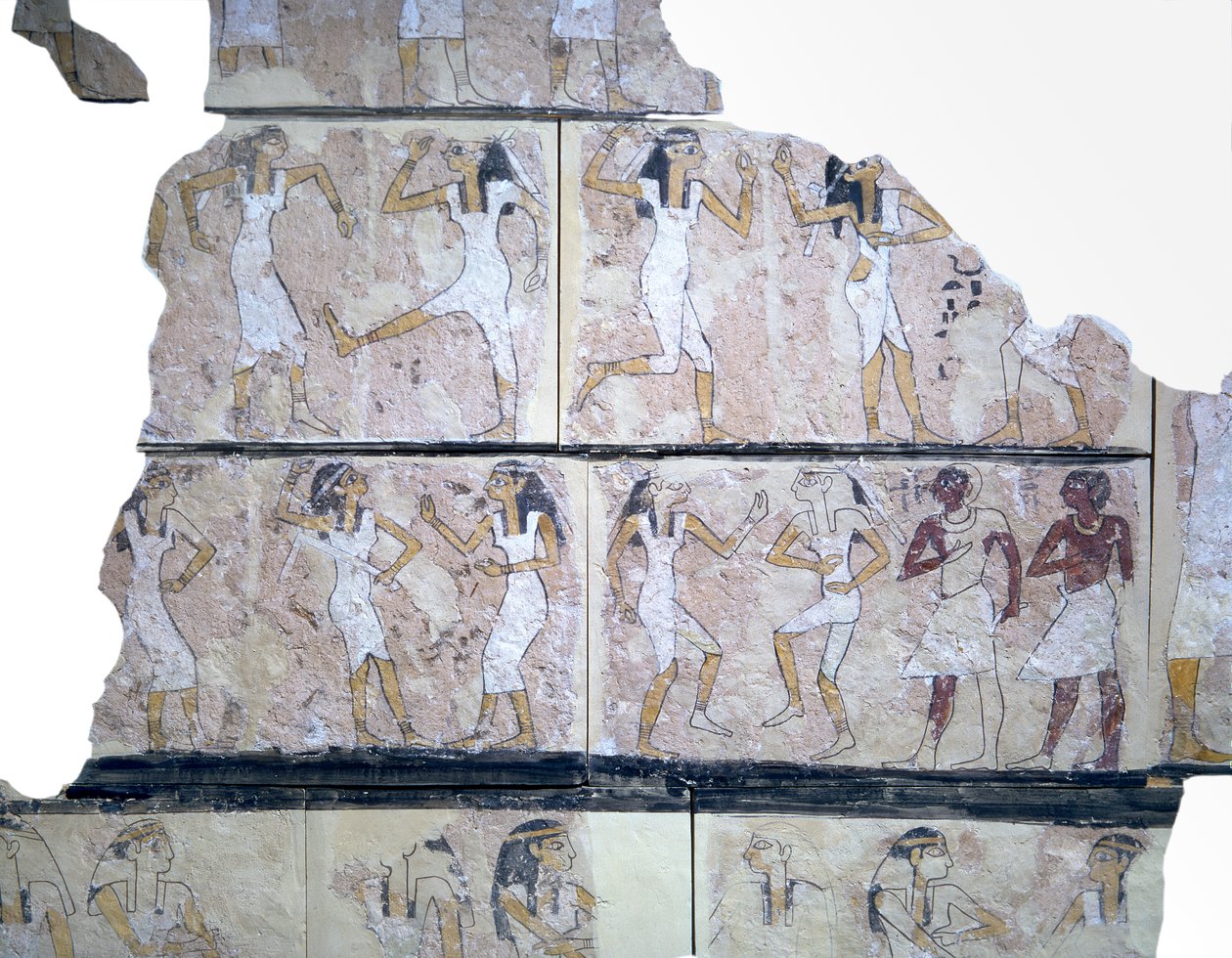 Fragment malowidła ściennego przedstawiającego tańczące dziewczęta autorstwa Egyptian