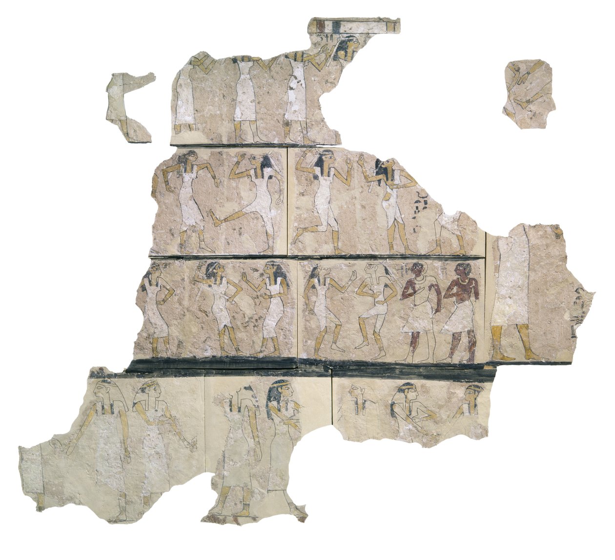 Fragment malarstwa ściennego przedstawiającego tańczące dziewczyny, detal autorstwa Egyptian
