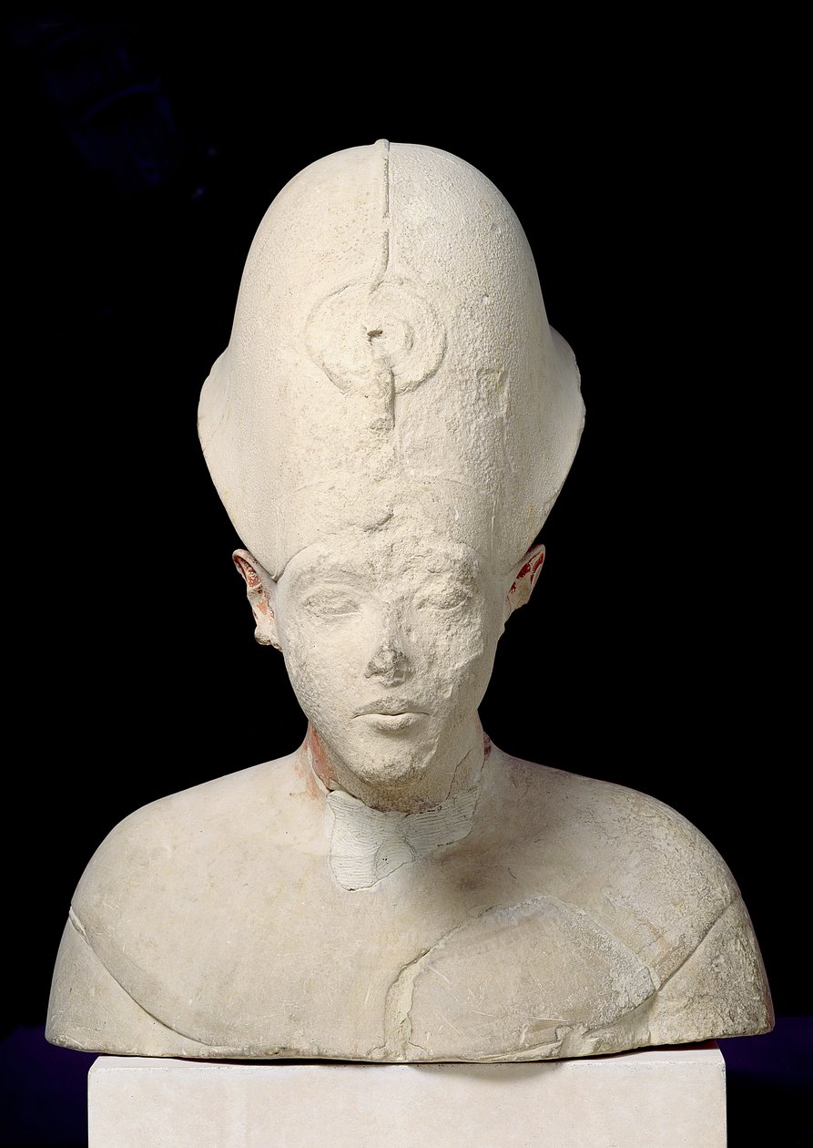 Popiersie króla Amenofisa IV (Akhenaten) z Tell el-Amarna, Nowe Państwo, ok. 1353-1337 p.n.e. (wapień) autorstwa Egyptian 18th Dynasty