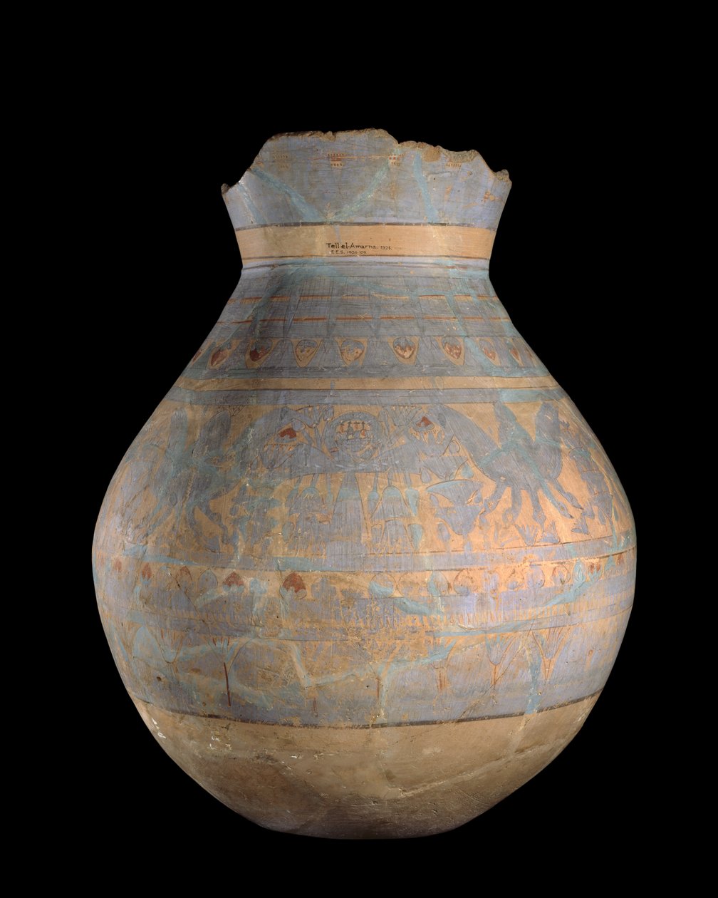 Naczynie dekorowane - strona A, Tell-El Amarna, XIV w. p.n.e. (ceramika) autorstwa Egyptian 18th Dynasty